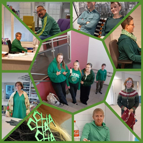 Maailman mielenterveyspäivänä 10.10. koulun henkilökunta ja oppilaat pukeutuivat vihreään.